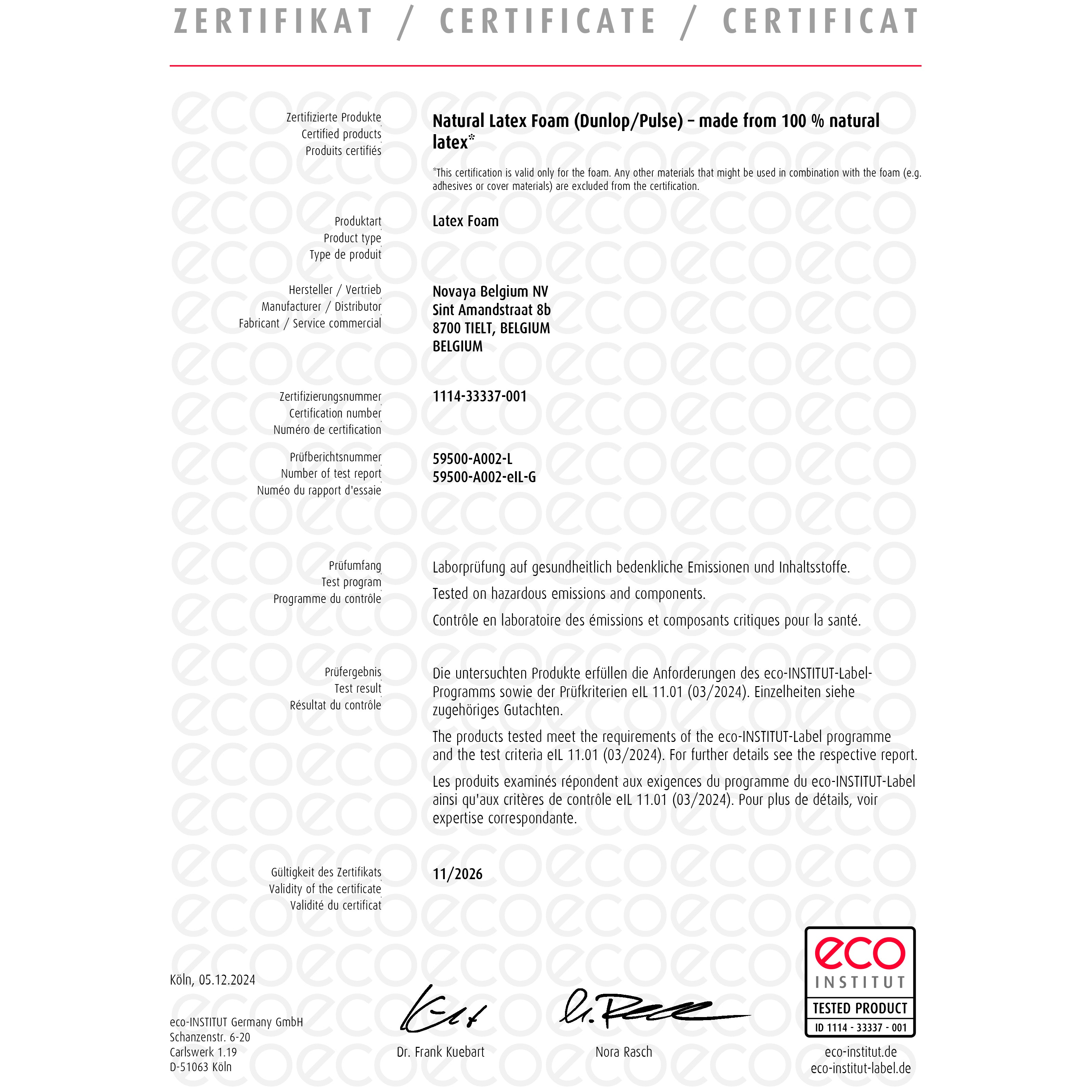 Colchón artesanal de látex natural de 18cm de Latex Natura, con certificado Eco-Institut para mayor confort y calidad.