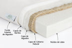 Interior del colchón artesanal de látex natural Latex Natura de 18cm con fibras de bambú ecológico y diseño interior cómodo.